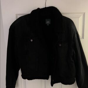 Wild Fable Black Denim Jacket with Sherpa Collar